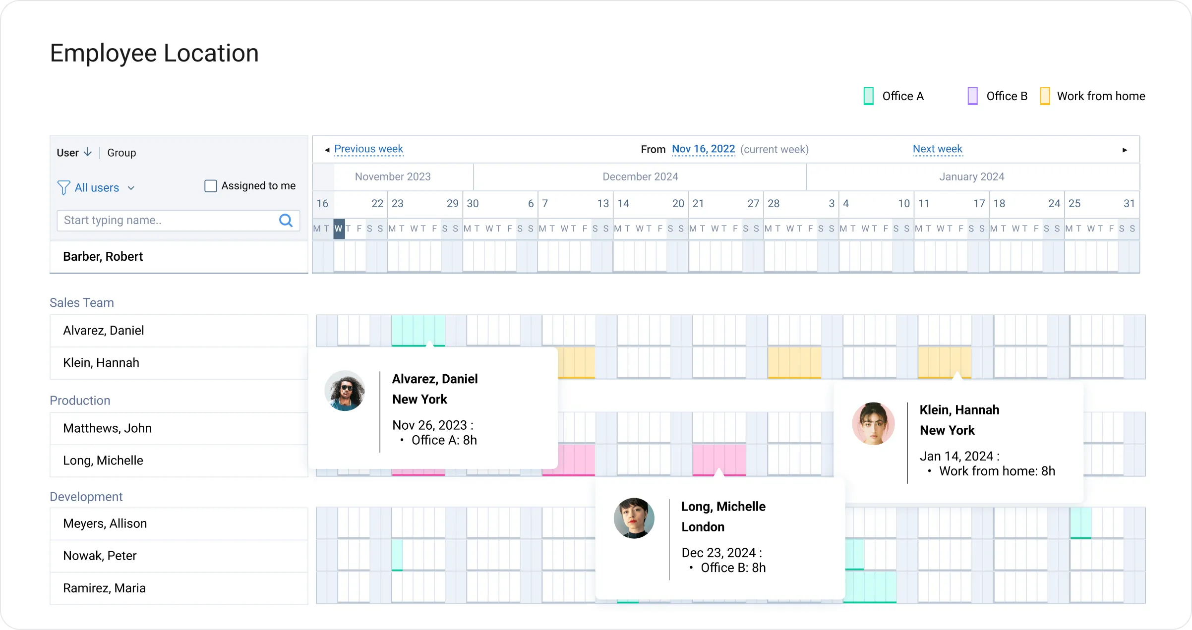 Schedule employee locations and job sites in actiPLANS