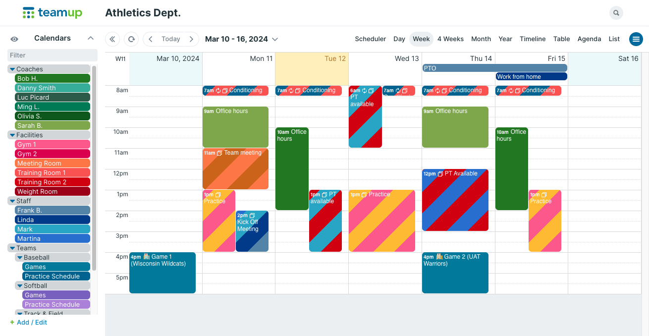 Teamup, a shareable calendar app