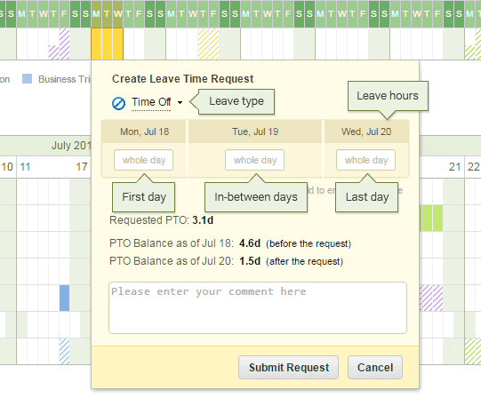 Accurate leave requests in actiPLANS