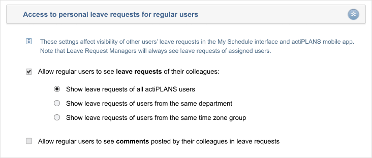 Access to leave requests for regular users in actiPLANS