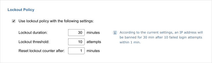 Lockout Policy settings in actiPLANS