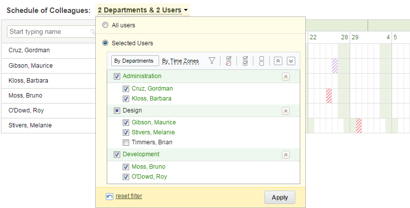 Manual User Selector in Schedule of Colleagues