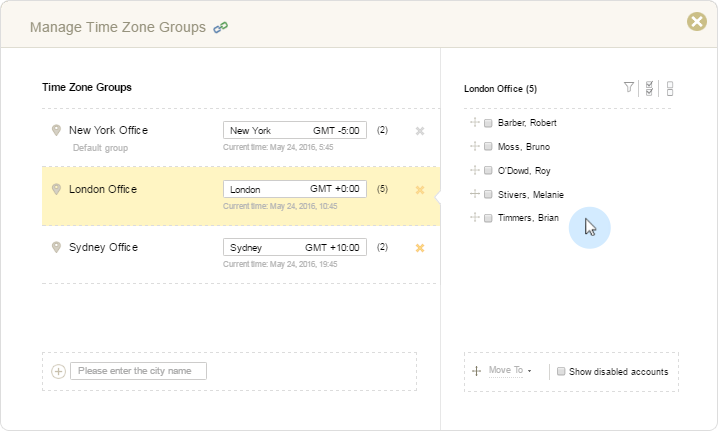 Time Zone Groups