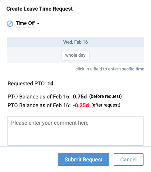 Create Leave Time Request, actiPLANS