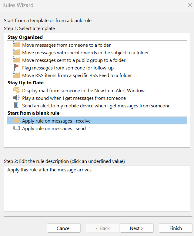 Outlook Rules and Alerts