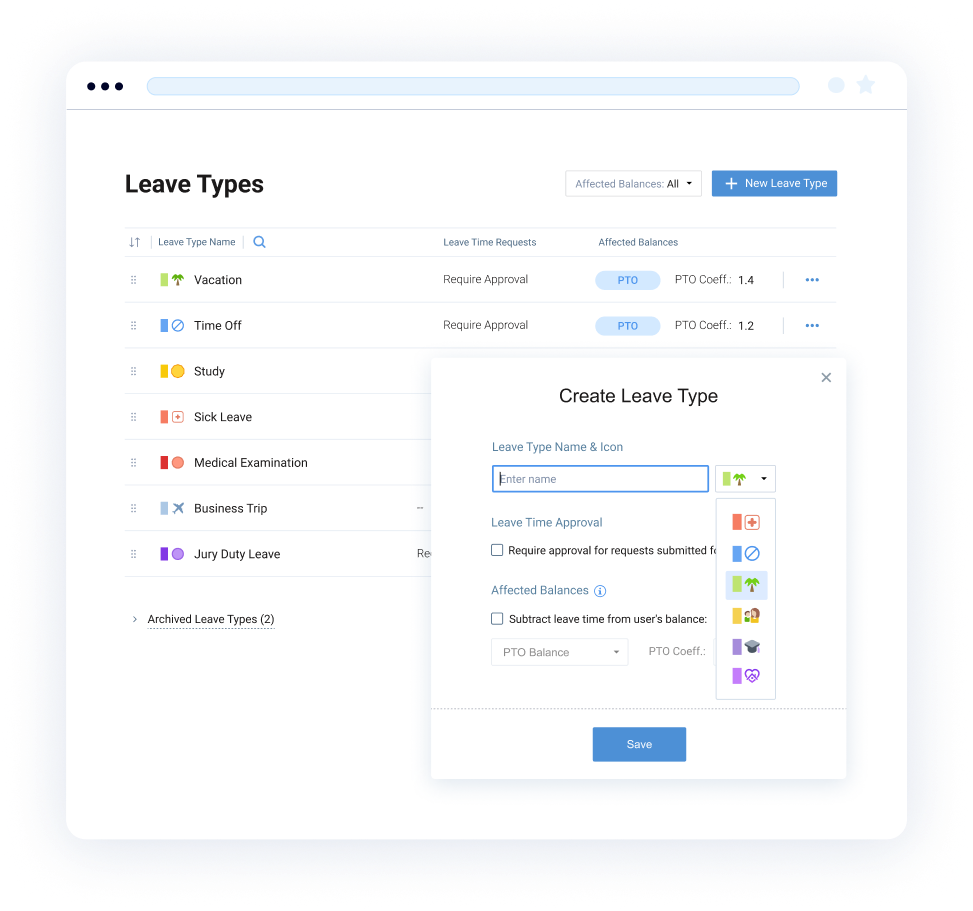 PTO and leave request management in actiPLANS