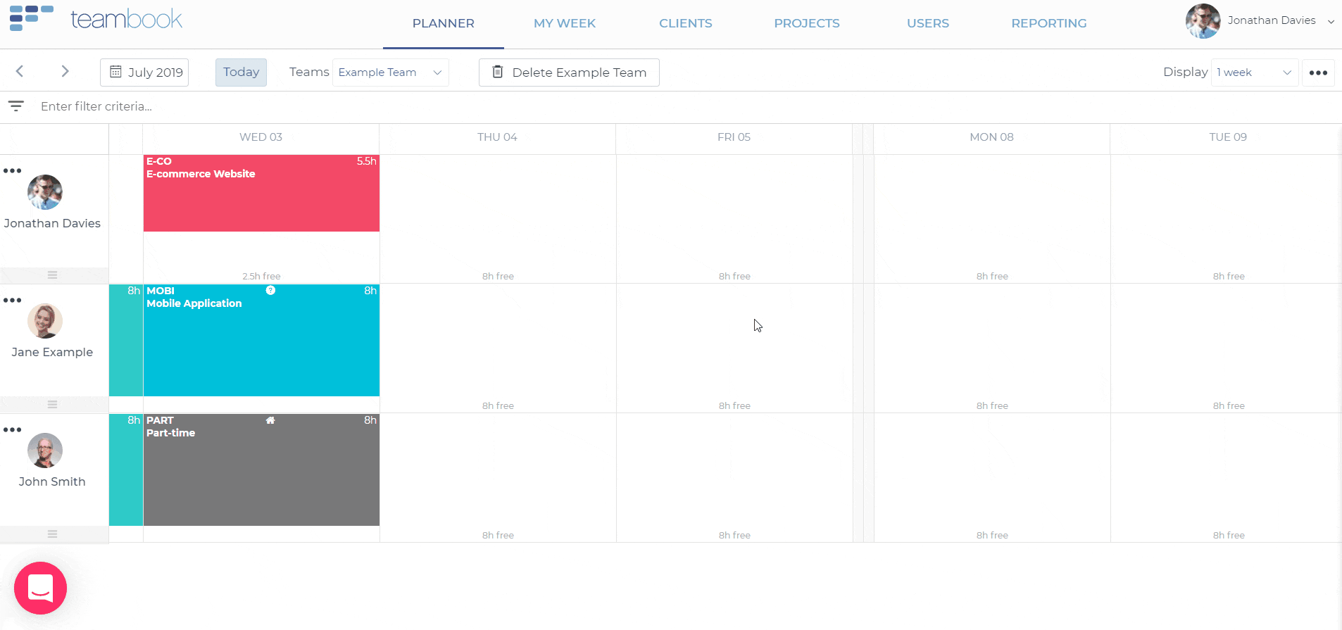 Teambook, consultant scheduling