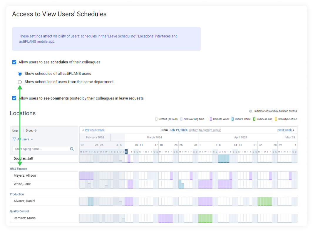 Access to other users' schedules