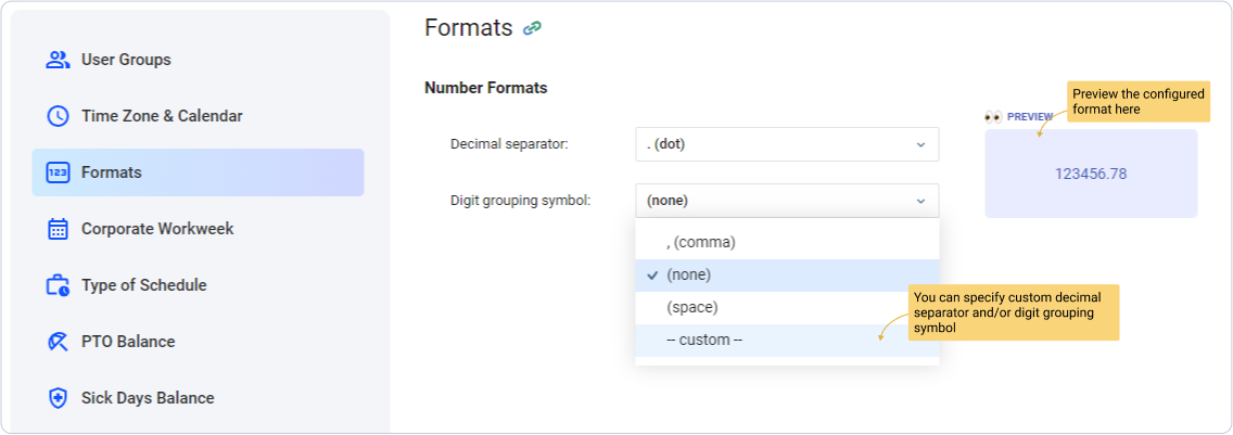 Number formats