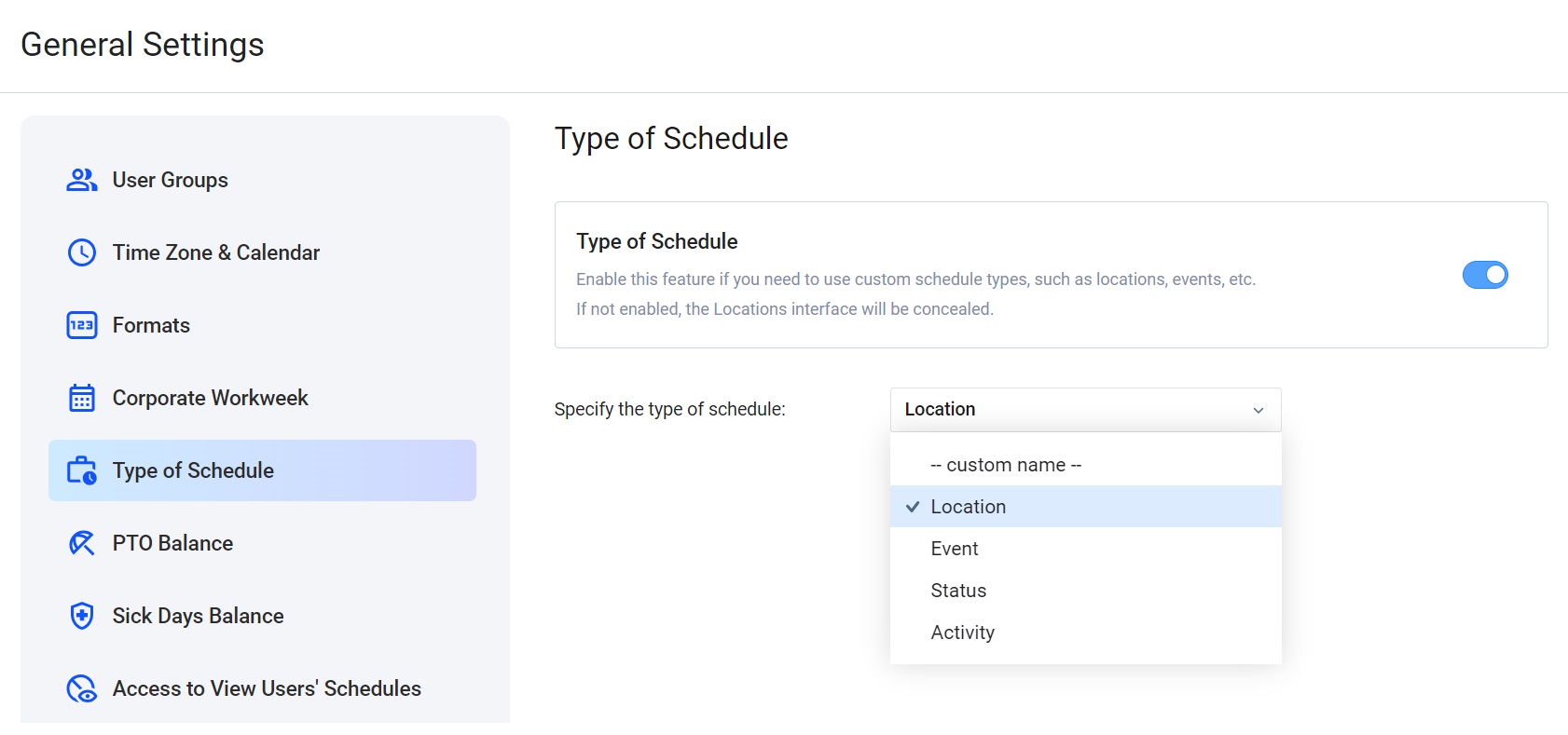 Type of Schedule